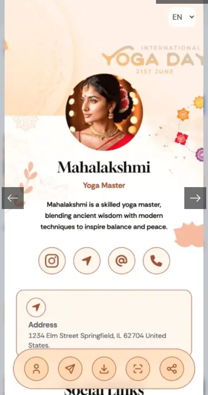 digital vCard yoga